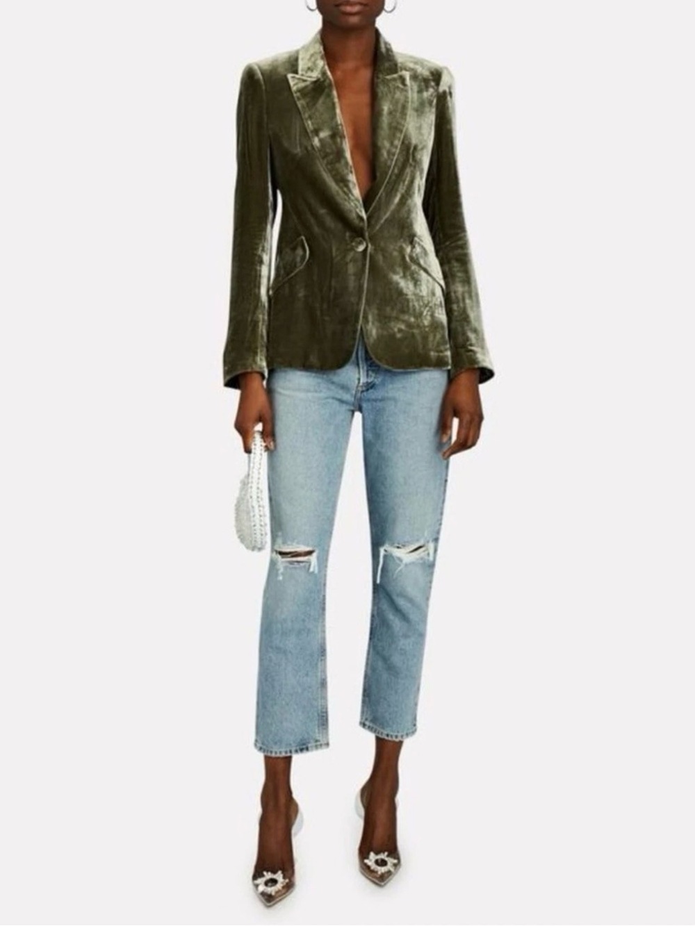 NWT Agolde Riley High-Rise Straight Cropped Jeans size 23 Distressed